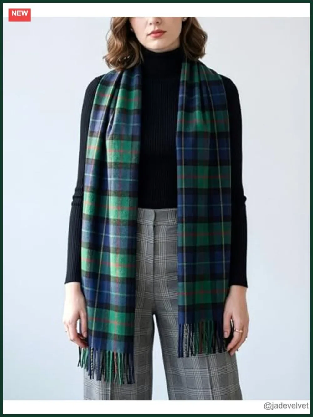 Oversized Cashmere Feel Scottish Tartan Plaid Shawl Wrap Scarf